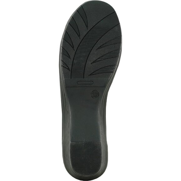 Women Black 2 Faux Leather Round Toe Removable Insole Wedge Slip-On Penny Loafer - Picture 4 of 8